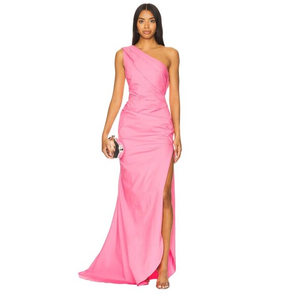 NBD Zira Gown in Hot Pink XX-Small New Womens One Shoulder Long Dress Maxi - Picture 1 of 9